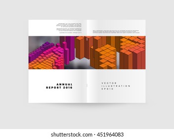 Geometric Cover Background, Brochure Template Layout for Annual Report or Business Design. A4 Booklet. Triangular or Polygonal Structures. Vector Illustration.
