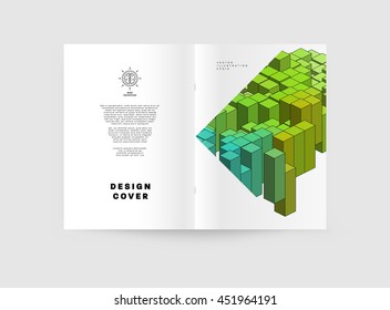 Geometric Cover Background, Brochure Template Layout for Annual Report or Business Design. A4 Booklet. Triangular or Polygonal Structures. Vector Illustration.