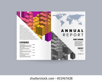 Fondo de la cubierta geométrica, diseño de plantilla de folleto para el informe anual o el diseño empresarial. Folleto A4. Estructuras triangulares o poligonales. Ilustración vectorial.