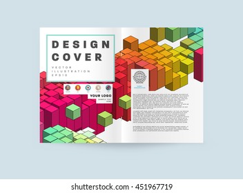 Geometric Cover Background, Brochure Template Layout for Annual Report or Business Design. A4 Booklet. Triangular or Polygonal Structures. Vector Illustration.