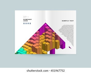 Geometric Cover Background, Brochure Template Layout for Annual Report or Business Design. A4 Booklet. Triangular or Polygonal Structures. Vector Illustration.