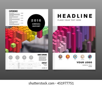 Geometric Cover Background, Brochure Template Layout for Annual Report or Business Design. A4 Booklet. Triangular or Polygonal Structures. Vector Illustration.