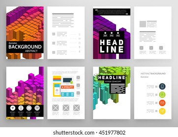 Geometric Cover Background, Brochure Template Layout for Annual Report or Business Design. A4 Booklet. Triangular or Polygonal Structures. Vector Illustration.