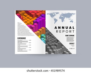 Geometric Cover Background, Brochure Template Layout for Annual Report or Business Design. A4 Booklet. Triangular or Polygonal Structures. Vector Illustration.