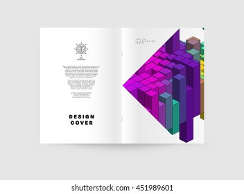 Geometric Cover Background, Brochure Template Layout for Annual Report or Business Design. A4 Booklet. Triangular or Polygonal Structures. Vector Illustration.