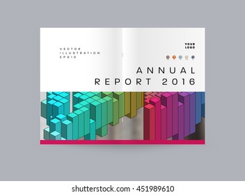 Geometric Cover Background, Brochure Template Layout for Annual Report or Business Design. A4 Booklet. Triangular or Polygonal Structures. Vector Illustration.