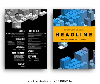 Geometric Cover Background, Brochure Template Layout for Annual Report or Business Design. A4 Booklet. Triangular or Polygonal Structures. Vector Illustration.