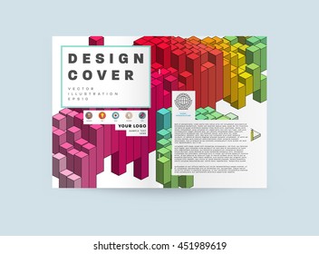 Geometric Cover Background, Brochure Template Layout for Annual Report or Business Design. A4 Booklet. Triangular or Polygonal Structures. Vector Illustration.