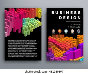 Geometric Cover Background, Brochure Template Layout for Annual Report or Business Design. A4 Booklet. Triangular or Polygonal Structures. Vector Illustration.