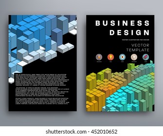 Geometric Cover Background, Brochure Template Layout for Annual Report or Business Design. A4 Booklet. Triangular or Polygonal Structures. Vector Illustration.