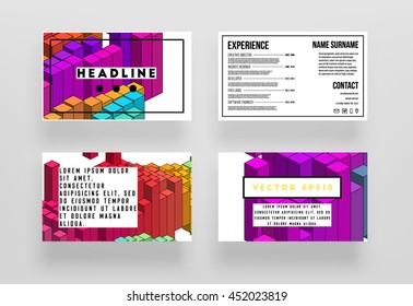 Geometric Cover Background, Brochure Template Layout for Annual Report or Business Design. A4 Booklet. Triangular or Polygonal Structures. Vector Illustration.