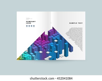 Geometric Cover Background, Brochure Template Layout for Annual Report or Business Design. A4 Booklet. Triangular or Polygonal Structures. Vector Illustration.