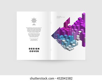 Geometric Cover Background, Brochure Template Layout for Annual Report or Business Design. A4 Booklet. Triangular or Polygonal Structures. Vector Illustration.