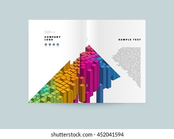 Geometric Cover Background, Brochure Template Layout for Annual Report or Business Design. A4 Booklet. Triangular or Polygonal Structures. Vector Illustration.