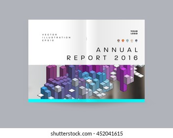Geometric Cover Background, Brochure Template Layout for Annual Report or Business Design. A4 Booklet. Triangular or Polygonal Structures. Vector Illustration.
