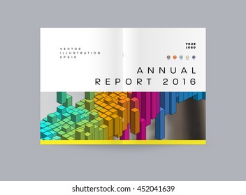 Geometric Cover Background, Brochure Template Layout for Annual Report or Business Design. A4 Booklet. Triangular or Polygonal Structures. Vector Illustration.