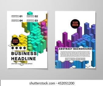 Geometric Cover Background, Brochure Template Layout for Annual Report or Business Design. A4 Booklet. Triangular or Polygonal Structures. Vector Illustration.