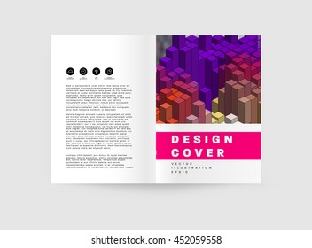 Geometric Cover Background, Brochure Template Layout for Annual Report or Business Design. A4 Booklet. Polygonal Structures. Vector Illustration.