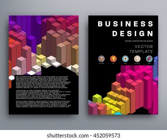 Geometric Cover Background, Brochure Template Layout for Annual Report or Business Design. A4 Booklet. Polygonal Structures. Vector Illustration.