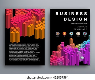 Geometric Cover Background, Brochure Template Layout for Annual Report or Business Design. A4 Booklet. Polygonal Structures. Vector Illustration.