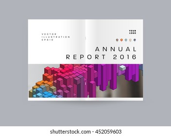 Geometric Cover Background, Brochure Template Layout for Annual Report or Business Design. A4 Booklet. Polygonal Structures. Vector Illustration.