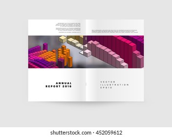 Geometric Cover Background, Brochure Template Layout for Annual Report or Business Design. A4 Booklet. Polygonal Structures. Vector Illustration.