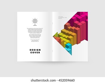 Fondo de la cubierta geométrica, diseño de plantilla de folleto para el informe anual o el diseño empresarial. Folleto A4. Estructuras triangulares o poligonales. Ilustración vectorial.