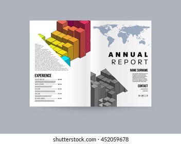 Geometric Cover Background, Brochure Template Layout for Annual Report or Business Design. A4 Booklet. Triangular or Polygonal Structures. Vector Illustration.