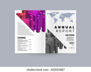 Geometric Cover Background, Brochure Template Layout for Annual Report or Business Design. A4 Booklet. Triangular or Polygonal Structures. Vector Illustration.