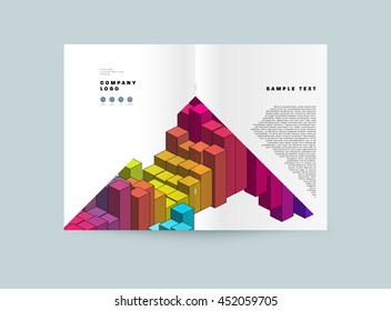 Fondo de la cubierta geométrica, diseño de plantilla de folleto para el informe anual o el diseño empresarial. Folleto A4. Estructuras triangulares o poligonales. Ilustración vectorial.