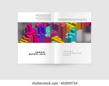 Fondo de la cubierta geométrica, diseño de plantilla de folleto para el informe anual o el diseño empresarial. Folleto A4. Estructuras poligonales. Ilustración vectorial.