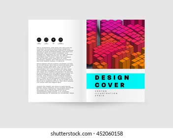 Geometric Cover Background, Brochure Template Layout for Annual Report or Business Design. A4 Booklet. Triangular or Polygonal Structures. Vector Illustration.