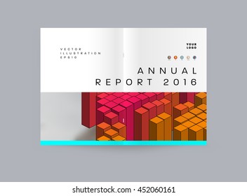 Geometric Cover Background, Brochure Template Layout for Annual Report or Business Design. A4 Booklet. Polygonal Structures. Vector Illustration.