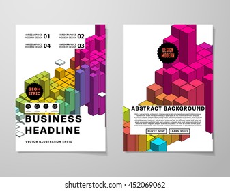 Geometric Cover Background, Brochure Template Layout for Annual Report or Business Design. A4 Booklet. Triangular or Polygonal Structures. Vector Illustration.