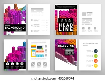 Geometric Cover Background, Brochure Template Layout for Annual Report or Business Design. A4 Booklet. Triangular or Polygonal Structures. Vector Illustration.