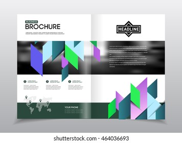 Geometric Cover Background, Brochure Template Layout for Annual Report or Magazine Design. A4 Booklet. Triangular or Polygonal Structures. Vector Illustration.