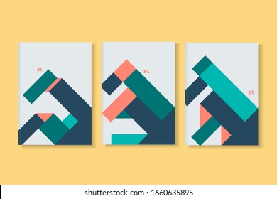Geometric cover brochure background template set. Brochure design, cover modern layout, annual report, poster, flyer