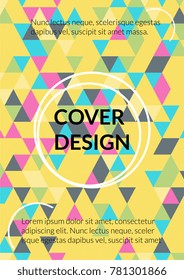 Geometric Cover Design. Background with Triangle Shapes of Different colors Template for Business Broshure, Cover Book, Flyer, Page, Card. Interesting Template for Your Design