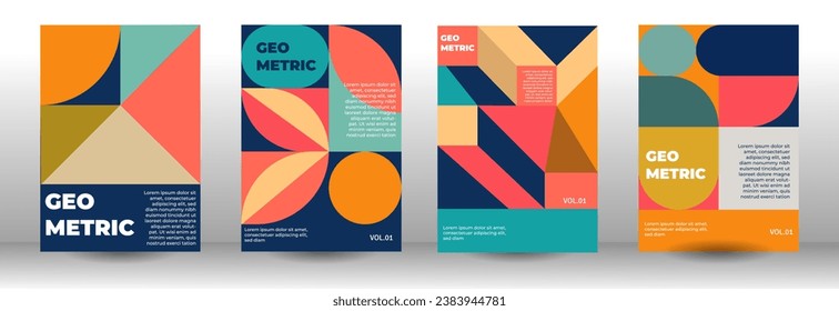 geometric cover design, bauhaus design, retro cover design, memphis pattern, company profile cover design