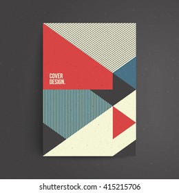 Geometric cover design. Craft paper texture. A4 format template for brochure,poster,flyer etc.