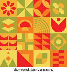 Geometric cover design with flat shapes and pop colors vector eps 10