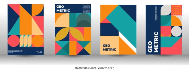 geometric cover design, geometric pattern, retro cover design, company profile cover design
