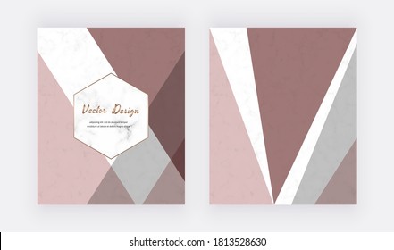 Geometric cover design with pink triangles on the marble texture.