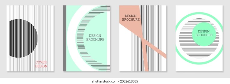 Geometric cover design, set. Abstract unusual background in the style of Memphis. Bright geometric shapes in random order