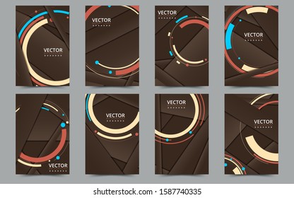 Geometric Cover design set. Corporate business template for brochure, report, catalog, magazine, book, booklet. Layout with modern elements and abstract background. Vector Illustration