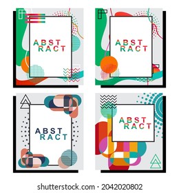 Geometric cover design, set. Unusual abstract background in Memphis style. Memphis style background geometric pattern in random order