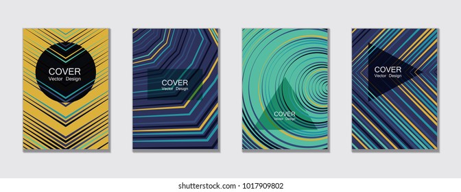 Geometric cover design template for annual report.  Trendy presentation templates. Abstract modern halftone lines grid vector background. Cover presentation on a4, advert, geometric shapes banner. 