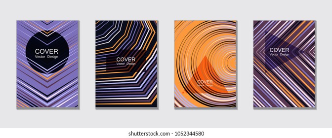 Geometric cover design template for annual report.  Trendy presentation templates. Abstract modern halftone lines grid vector background. Cover presentation on a4, advert, geometric shapes banner. 