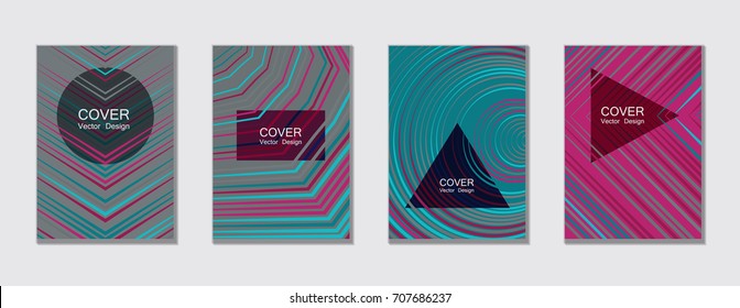 Geometric cover design template for annual report.  Trendy presentation templates. Abstract modern halftone lines grid vector background. Cover presentation on a4, advert, geometric shapes banner. 