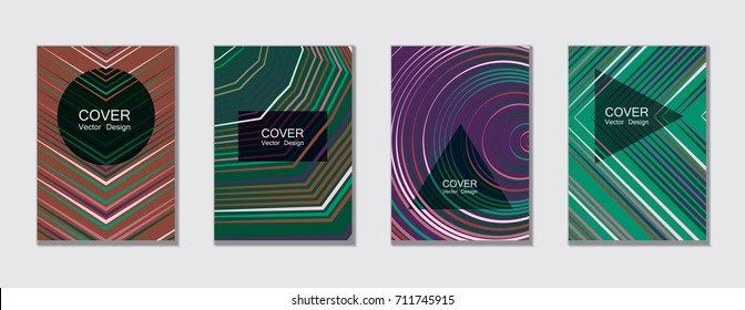Geometric cover design template for annual report.  Trendy presentation templates. Abstract modern halftone lines grid vector background. Cover presentation on a4, advert, geometric shapes banner. 